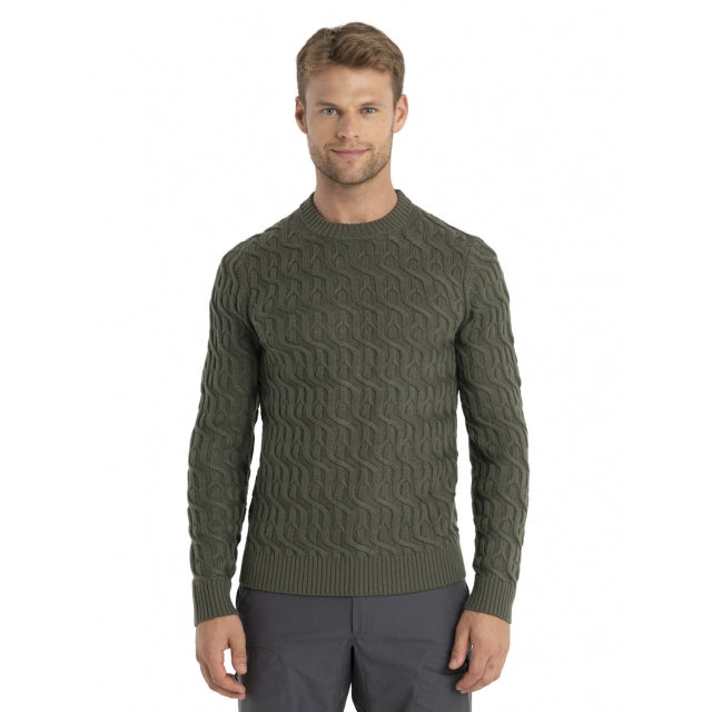 Men's Merino Cable Knit Crew Sweater